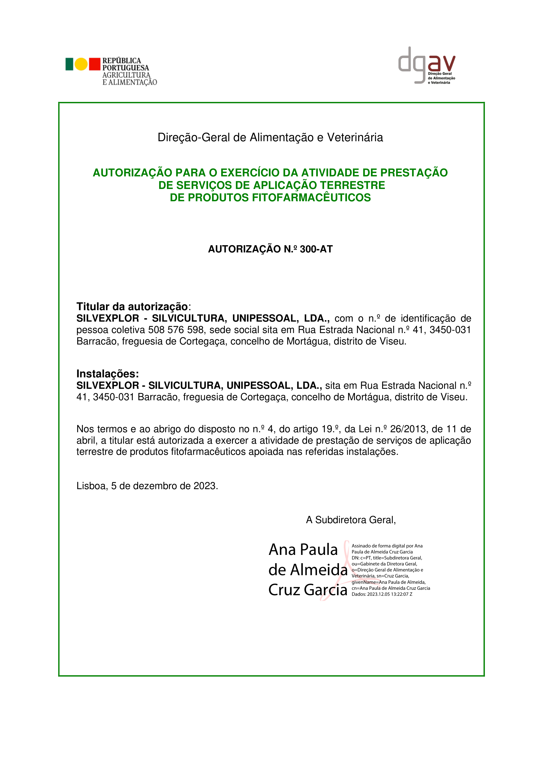 Autorização DGAV - Fitofármacos